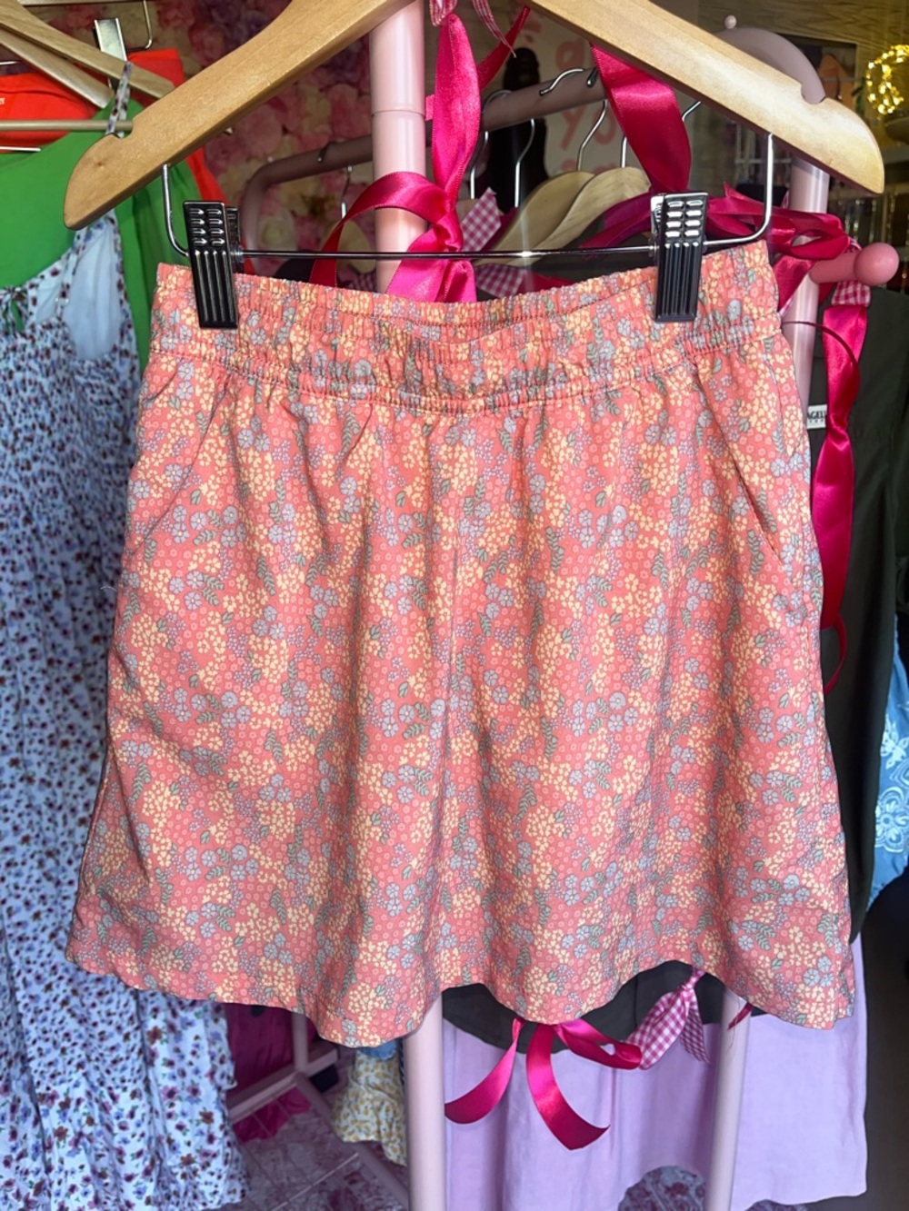 Pacific Trail Coral Floral Girls Skort with White and Yellow Accents